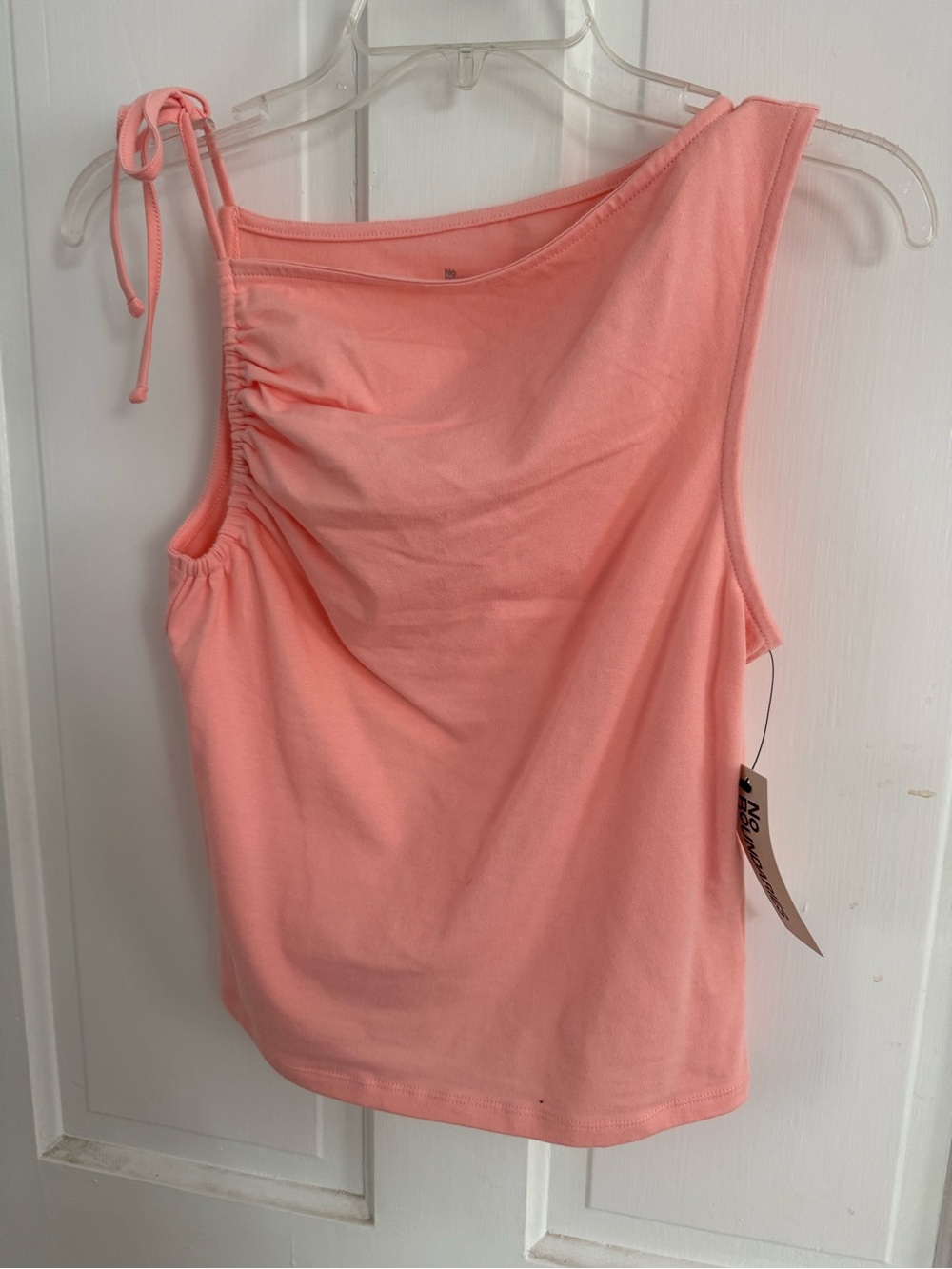 No Boundaries One-Shoulder Ruched Tank Top - Coral NWT